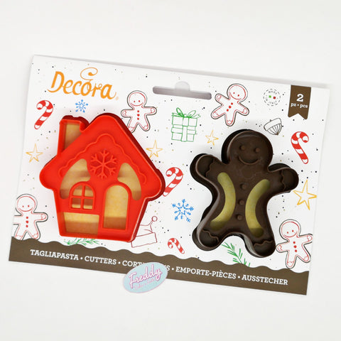 Tagliapasta tagliabiscotto gingerbread man & house in plastica decora
